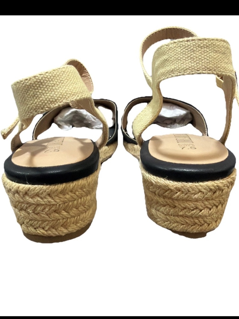 🆕Dream Pairs Black & Tan Espadrille Slingback Wedges Jute Platform Summer 7.5 - Picture 6 of 6